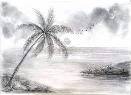 On tree by the river. Pencil Beautiful Easy Nature Drawings Novocom Top