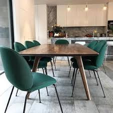 The Beetle Strikes Again Covered In Dark Green Textured Fabric The Illustrious Beetle Chair From Dinning Room Chairs Green Dining Chairs Dining Room Small