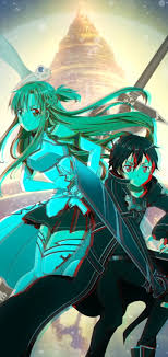 Sword art online illustration, kirigaya kazuto, yuuki asuna, architecture. Sword Art Online Yuuki Asuna Kirito Sao Sword Art Online Iphone X 1125x2436 Download Hd Wallpaper Wallpapertip