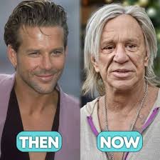 Mickey Rourke in the late 80's Vs now