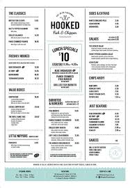 Hooked Fish Chipper Fish And Chips Melbourne Cafe Menu Design Restaurant Menu Design Menu Design Template