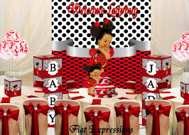 62 pieces black red confetti balloons kit, 12 inches black red white confetti balloons with balloon ribbon for baby shower birthday quinceanera graduation party decorations supplies. Ladybug Red Black Baby Shower Decorations Kit
