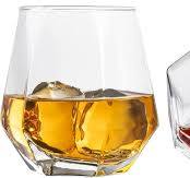 Diamond Whiskey Glasses - Stemless Wine Glass Set of 2- Geometric Tilting  Design- Rolling Whiskey Glasses -Stem Less Anti Rocking Cup Diamonds Shaped  ...