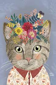 Cat With Flower Crown Cat Art Crown Art Cats Illustration