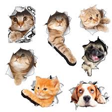 Cat Pvc 3d Wall Sticker Waterproof Dog Wall Sticker For Kids Rooms Cat Switch Sticker Home Decor Living Ro Animal Decor Wall Stickers Kids Childrens Room Decor