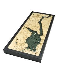 Woodcharts Great Sacandaga Lake Bathymetric 3 D Wood Carved Nautical Chart