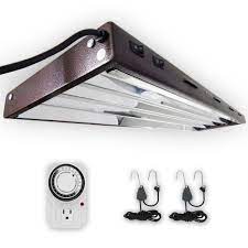 Htm lighting 4ft 22w t5 high output led tube. Viavolt 4 Ft 4 Bulb T5 High Output Copper Fluorescent Grow Light Fixture With Timer V44 Kit The Home Depot