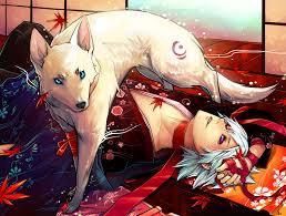 Maybe there's just something about the hair color that lends itself to the soft, feminine features of some of anime's most beautiful male specimens. All Male Animal Bandage Blue Eyes Japanese Clothes Jpeg Artifacts Kimono Male Original Purple Eyes Ribbons Unodu White Hair Wolf Konachan Com Konachan Com Anime Wallpapers