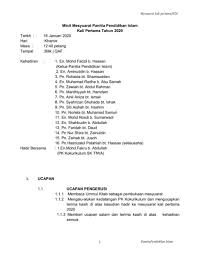 Minit Mesyuarat Panitia Pendidikan Islam1 2020 Flip Ebook Pages 1 4 Anyflip Anyflip