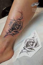From my point of view, women most commonly make floral tattoos, and if you want to ink something romantic and cute, then you should pay your attention to such tattoo ideas too. Rose Tarroo Black And White Tattoo Women Tattoo Legs Legs Tatoo Leg Tattoos Women Tattoos Leg Tattoos