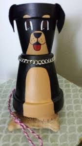Clay Pot Rottweiler Dog Clay Pot Crafts Clay Flower Pots Clay Pots