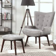 This chair is constructed with high arms and a deep seat, providing the chair and matching included ottoman are covered top to bottom in plush velvet for a sumptuous look. Mid Century Modern Design Living Room Accent Chair With Matching Ottoman 1 Chair 1 Ottoman Overstock 28530992