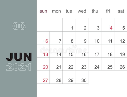 June 2021 Calendar Planner Design Template Week Starts On Sunday Stationery Design Vector Illustration Roy In 2020 Planner Design Design Template Stationery Design