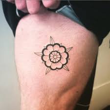 Simple Tudor Rose Tattoo For Tyler Black Linework Tattoo Traditional Rose Flower Apprentice Rose Tattoos Traditional Tattoo Tudor Rose Tattoos