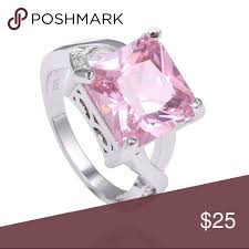 Beautiful Pink Stone Ring Pink Stone Rings Sterling Silver Bands Pink Cz