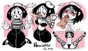explicit, artist:iseenudepeople, 1boy, 1girl, absurdres, big breasts, black  lipstick, blowjob, bondage, breasts, cleavage, erection, fellatio, female,  henriette the mime, highres, large breasts, male, mime, oral, oral sex,  penis, restrained, spread ...