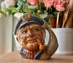 Vintage Figural New England Whaler Capitán Cachepot Planter Pot Cerámica  hecha a mano Viejo Pescador de ballenas de sal