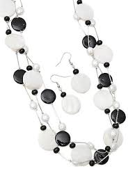 Black And White Jewelry Black White Shell Necklace Black White Necklaces Black White Earrings White Earrings