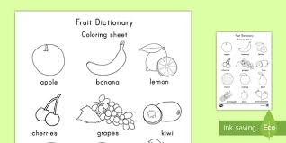 The perfect subject for coloring. Fruit Dictionary Coloring Page Teacher Made