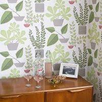 miss print behang house plants groen gron tapet plants wallpaper olive green wallpaper