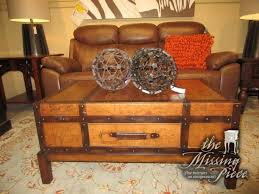 Handsome Trunk Coffee Table On Medium Wood Legs This Table Has An Old World Map Print All Over There Is One Dr Coffee Table Old World Maps Coffee Table Trunk