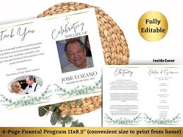 Simplistic Greenery Funeral Template Bundle for Men, Funeral Program,  Celebration of Life Bundle, Father, Grandfather, in Loving Memory, RIP
