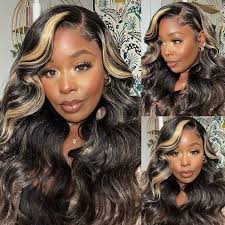 Hairsmarket Blonde Balayage Wig 13x4 Lace Front Wigs Highlight Body Wa