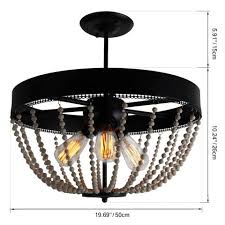 • compatible with dimmer switch. Unitary Brand Rustic Black Metal And Wood Bead Decoration Semi Flush M Unitarylighting