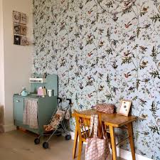 Papier Peint Hummingbirds Fond Bleu Clair Cole Son Chambre Bebe Retro Papier Peint Chambre Enfant Papier Peint Chambre Bebe