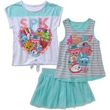 Shopkins Girls Spk 3 Piece Set Walmart Com Shopkins Girls Little Girl Fashion Girls Dress Outfits