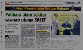 Dapat kita bayangkan bagaimana jadinya makhluk apabila tak terdapat udara, dengan begitu kita tidak mampu bernapas seperti mana seharusnya. Pulihara Alam Sekitar Sasaran Utama Saset