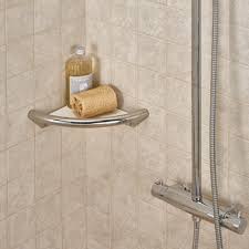 Invisia shampoo shelf store shampoo bottles and other shower products on a sophisticated shelf that incorporates reliable support for peace of mind in any shower space. Shower Corner Shelf With Grab Rail Careco