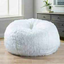 White Furry Bean Bag Chair Sofa XXXL Size Without Beans Luxury Homes  Furniture | eBay