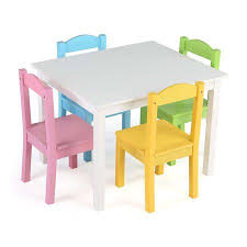 Humble Crew Kids Wood Table And 4 Chairs Set Multiple Colors Walmart Com Kids Wood Wood Table Kids Table Set