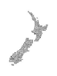 Nz Place Names Map Of New Zealand Kiwiana Maori Designs