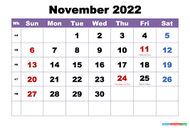November 2022 Calendar With Holidays Printable Free Printable 2021 Monthly Calendar With Holidays