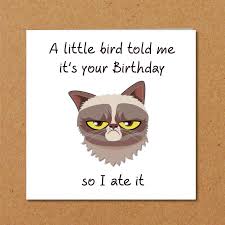 25% off with code tuesdaynow25. Grumpy Cat Birthday Card For Anyone Who Loves Cats Funny Etsy Birthdaycards Grumpycat Funny Card Cat Birthday Card Grumpy Cat Birthday Cat Greeting Cards