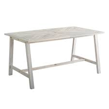 Within outdoor side tables, we carry square and round. Welwick Designs 60 In White Wash Acacia Wood Outdoor Patio Chevron Dining Table Hd8514 The Home Depot Patio Dining Table Outdoor Wood Dining Table Outdoor Dining Table