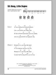 Through wister's influence, the melody and lyrics were first published in 1910 in john lom. Git Along Little Dogies By John A Lomax Guitar Chords Lyrics Guitar Instructor