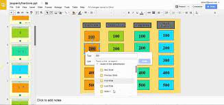 You can do this by creating a table in your first slide then creating a series of slides that have your answers and questions on them. Create A Jeopardy Game Using Google Slides Google Slides Creating Games Jeopardy Game