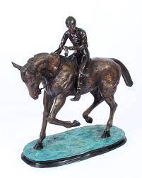 Horse lovers 100% solid bronze horses head bust sculpture statue equestrian sale. Large Horse Jockey Ref No 02986 Regent Antiques