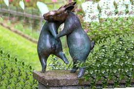 This rabbit has had too much to eat. Bronze Life Size Rabbit Dancing Sculpture Garden Decor For Sale You Fine Sculpture