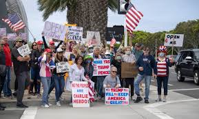 Protesters in Newport Beach object to California's stay-at-home ...