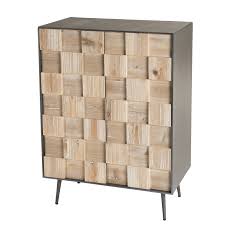 Au fini crème avec fixations à fini nickel; Petit Meuble De Rangement Bois De Sapin Damier Carpates Buffets Bahuts Pier Import