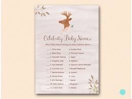 Antler Deer Woodland Baby Shower Games Printabell Celebrity Baby Names Baby Name Game Deer Baby Showers
