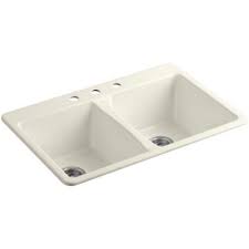 Double bowl kitchen sink in. Kohler 3 Drop In Kitchen Sinks Kitchen Sinks The Home Depot