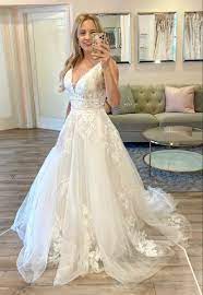 V Neck A Line Wedding Gown Lolana By Eddy K Romantic Wedding Gown Wedding Dresses Dream Wedding Dresses