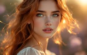 Wallpaper look, girl, the sun, light, face, portrait, redhead, AI art for  mobile and desktop, section ии арт, resolution 3840x2160