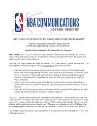 This is all scheduled to take place. Nba On Twitter Nba Announces Structure And Format For 2020 21 Season