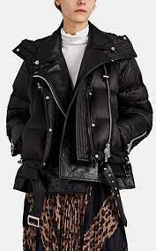 Sacai Leather Down Moto Puffer Jacket Coats 506363664 Clothes Design Ladies Coat Design Puffer Jacket Outfit